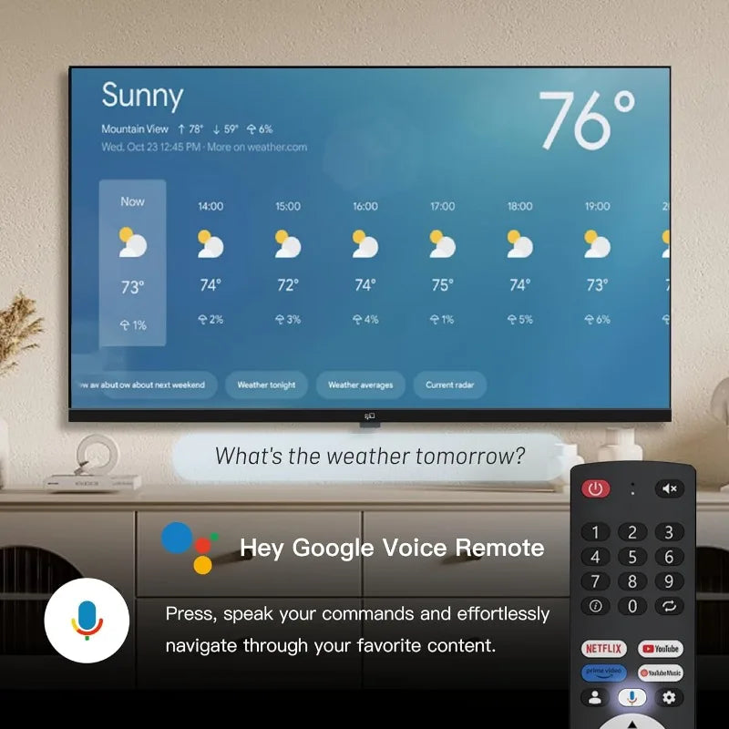 Remote control included with Google Assistant button