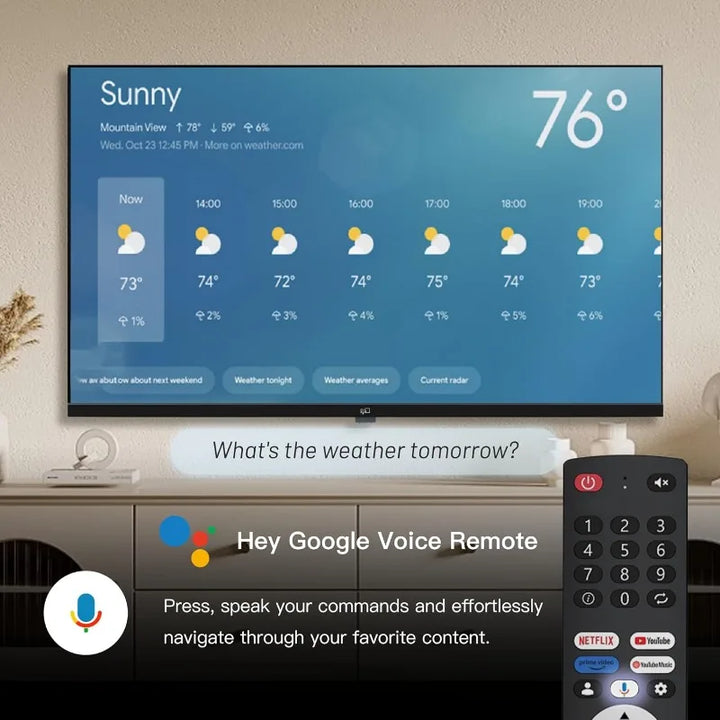 Remote control included with Google Assistant button