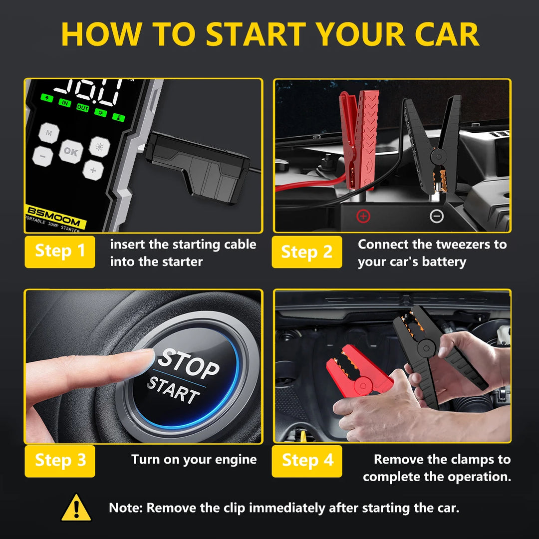 SmartGearPros Car Jump Starter with Air Compressor – 7000A Peak, 150 PSI, Power Bank & Emergency Flashlight