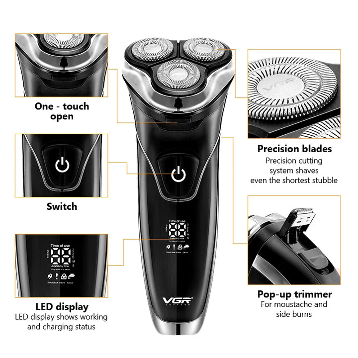 SmartGearPros Waterproof Electric Shaver – Fast Charging, Rechargeable Beard Trimmer & Razor
