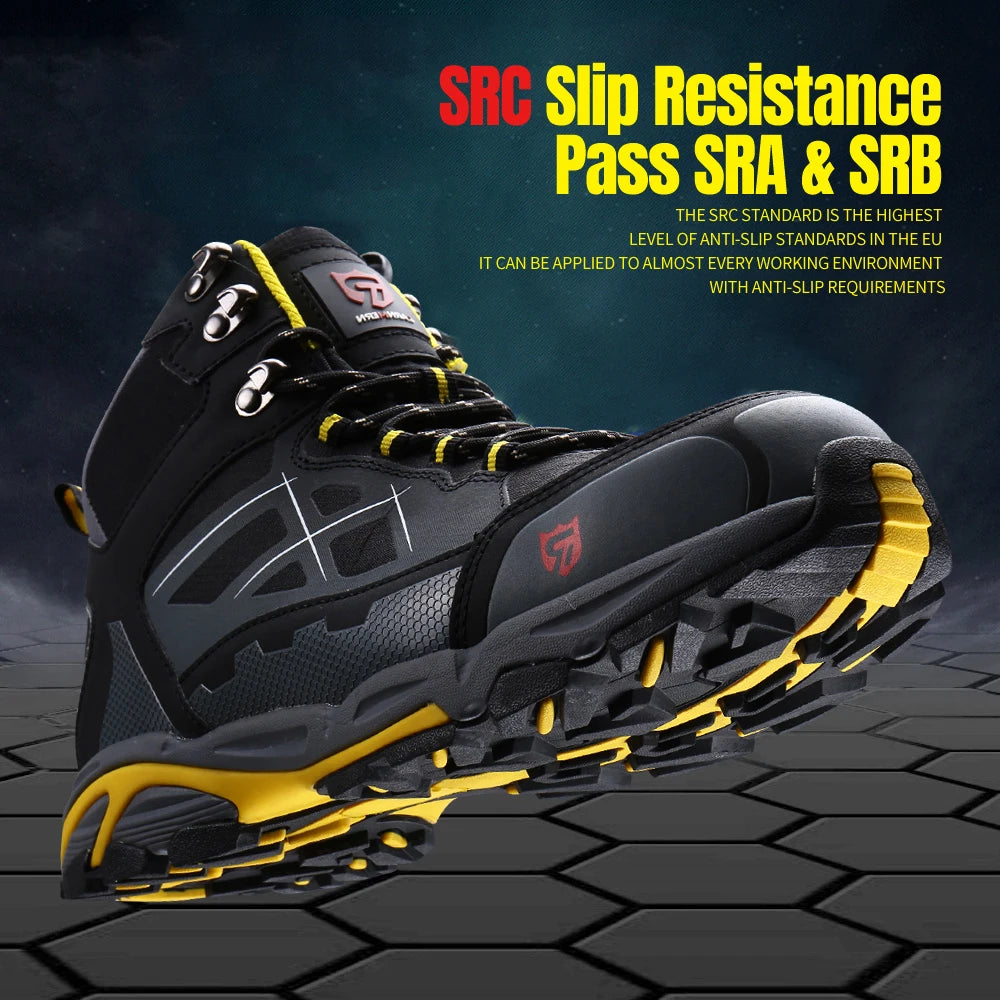 SmartGearPros Work Boots passing an SRC slip resistance test on various surfaces, ensuring stability and traction.