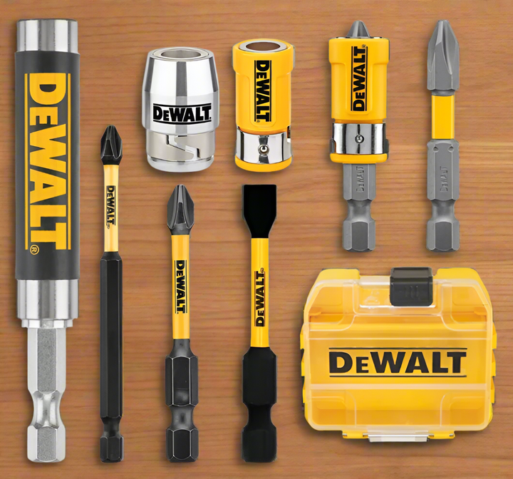 Complete DEWALT magnetic drill bit and nut driver set with impact-ready bits, durable magnetic adapters, and compact storage case for DIY, construction, and home repair projects