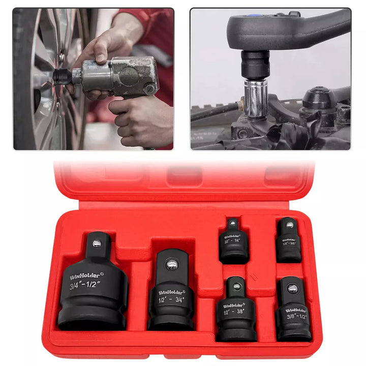 An image showing the socket adapter set being used for automotive repair work.