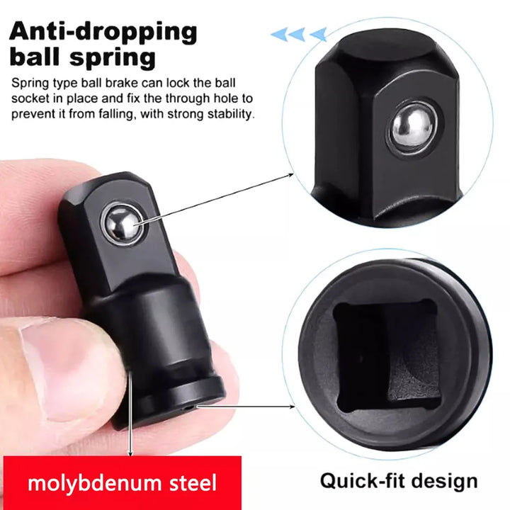  A close-up view of a socket adapter featuring a quick-fit ball spring for secure attachment.