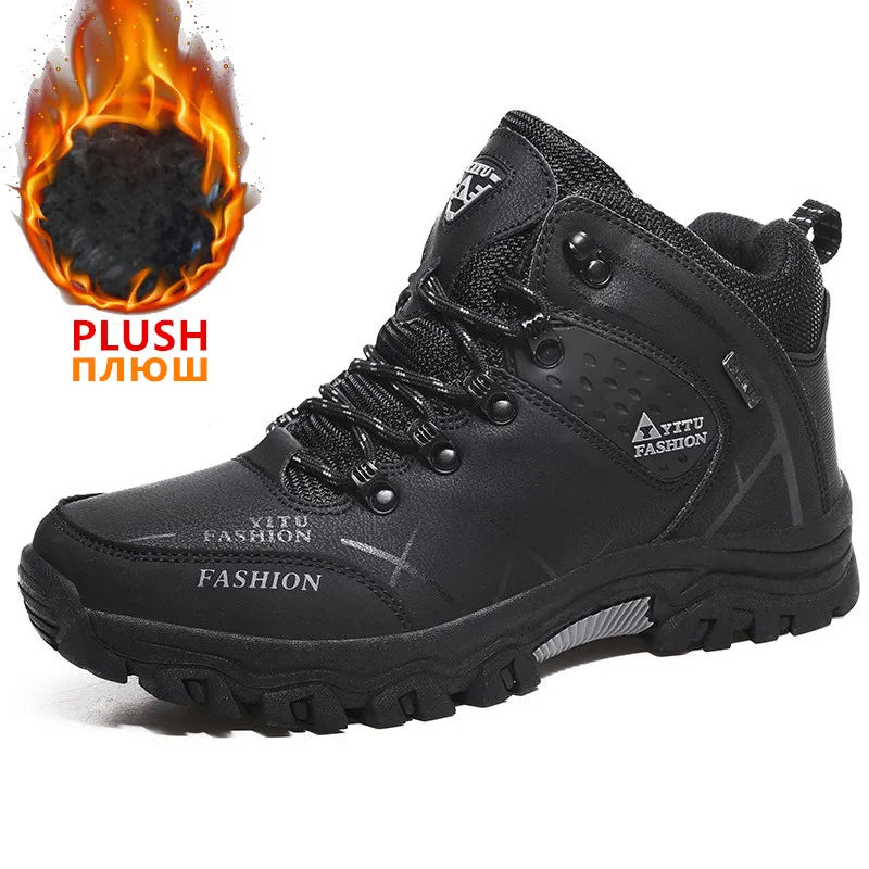 Black winter boots with plush insulation, emphasizing warmth and comfort.