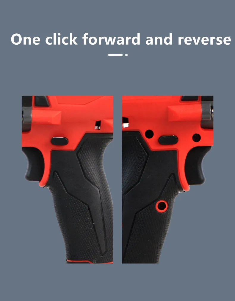 Comparison showing SmartGearPros impact wrench in forward and reverse modes with clear labeled direction switch.