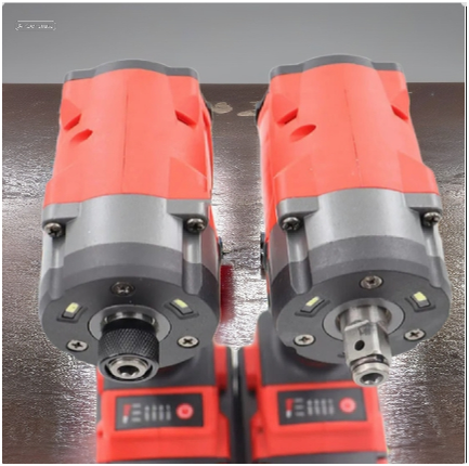 Two red SmartGearPros cordless impact tools shown from the top, highlighting chuck details and LED bases.