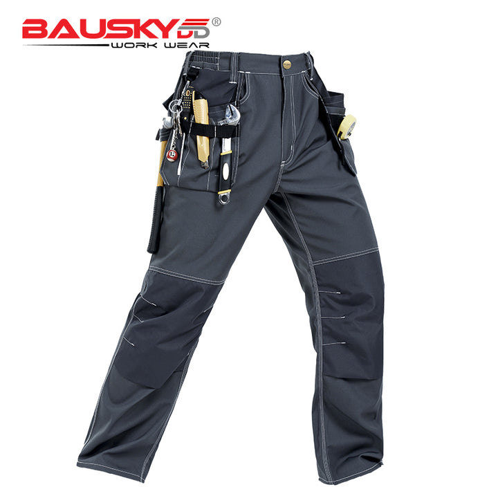 Swedish Baoshiji B129 Kneecap Protection Parka Wear Resistant Wear Resistant Labor Protection Solid Maintenance Ship Work Clothes Work Pants product image showing features or usage