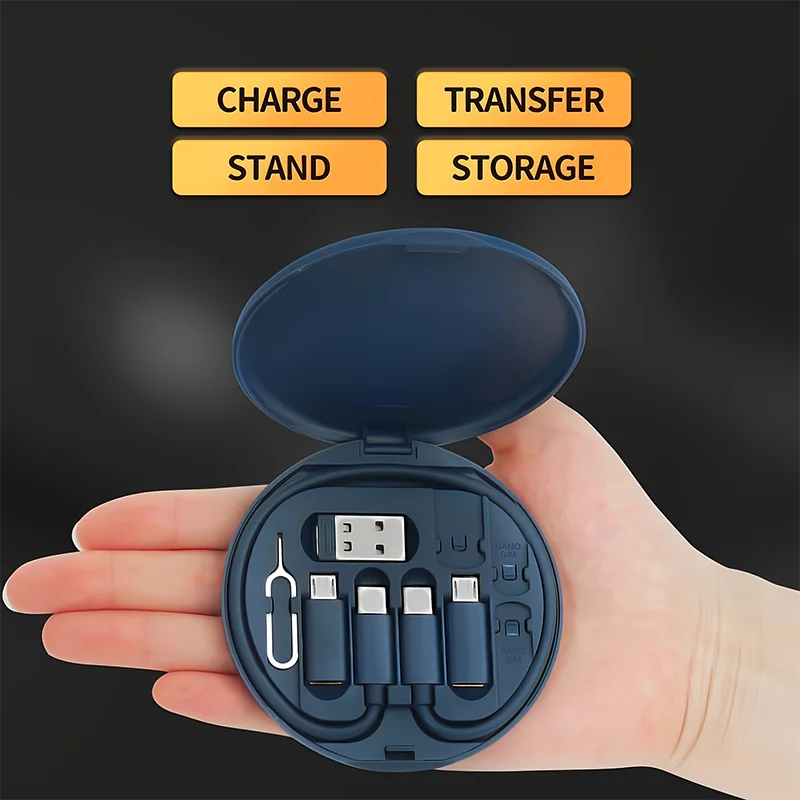 Multi USB Type-C to C 60W Charging Adapter Kit inside a compact, round storage case.