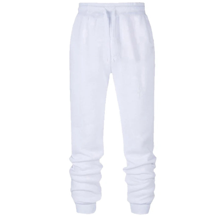  pair of white men's sweatpants designed for gym workouts, jogging, and casual wear.