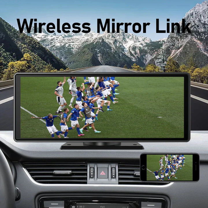 CarPlay screen mirroring a sports game from a smartphone.