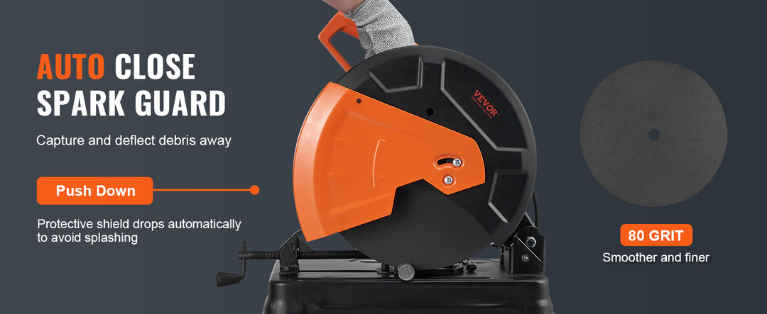 SmartGearPros VEVOR 2300W Abrasive Chop Saw - 14" Steel Cutting Machine with Adjustable Angle