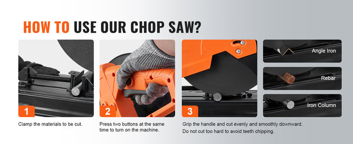SmartGearPros VEVOR 2300W Abrasive Chop Saw - 14" Steel Cutting Machine with Adjustable Angle
