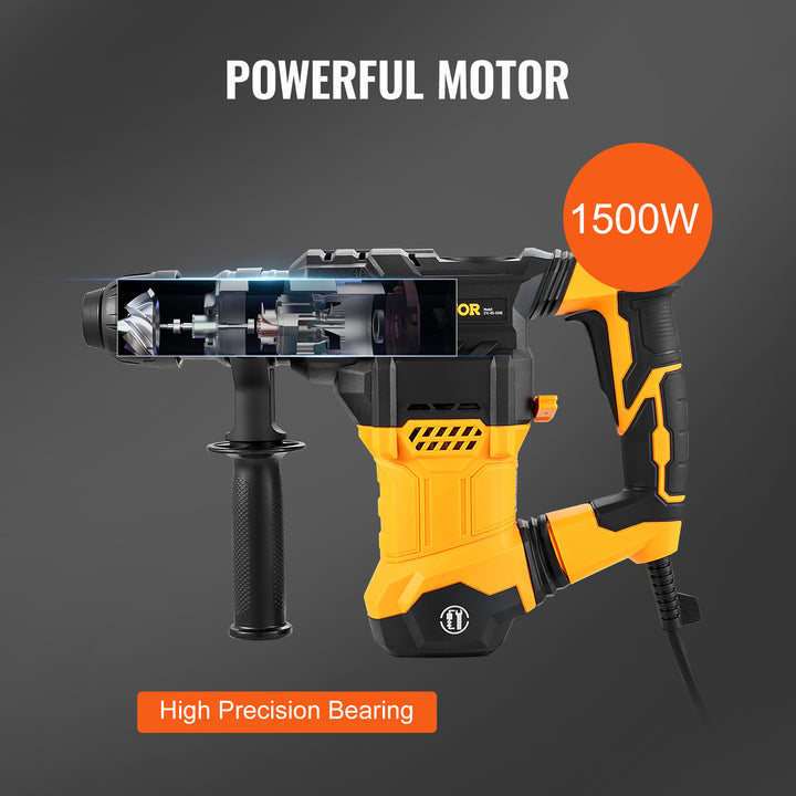 SmartGearPros 1500W Rotary Hammer Drill – Heavy-Duty SDS Electric Drill for Concrete, Brick & Masonry