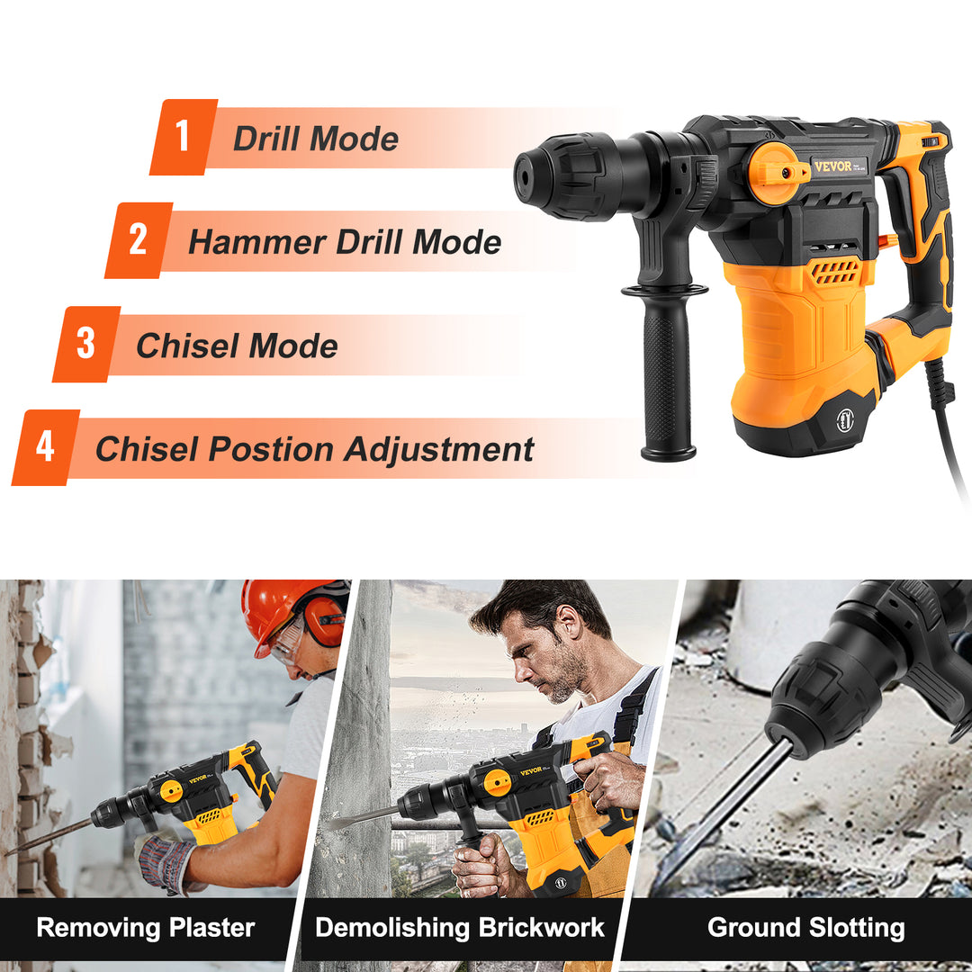 SmartGearPros 1500W Rotary Hammer Drill – Heavy-Duty SDS Electric Drill for Concrete, Brick & Masonry