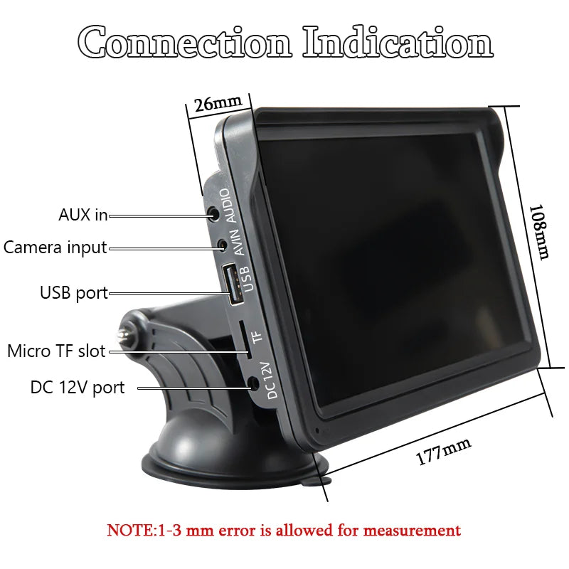A close-up of the connection ports, including AUX, USB, Micro TF slot, and DC 12V port.