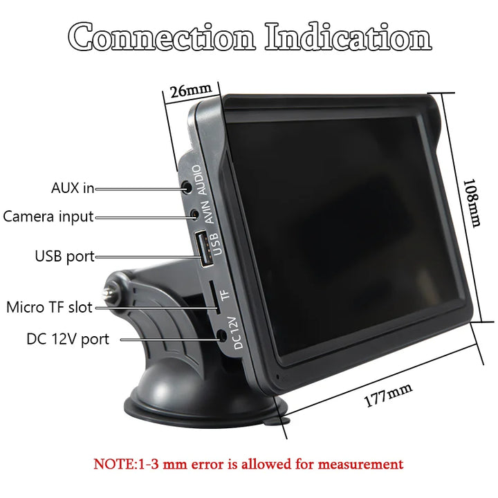 A close-up of the connection ports, including AUX, USB, Micro TF slot, and DC 12V port.