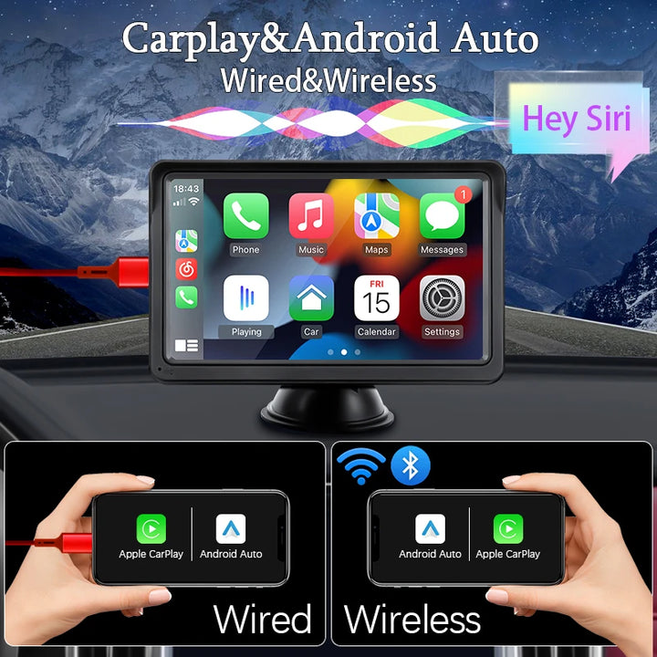 Side-by-side comparison of wired and wireless CarPlay/Android Auto functionality.