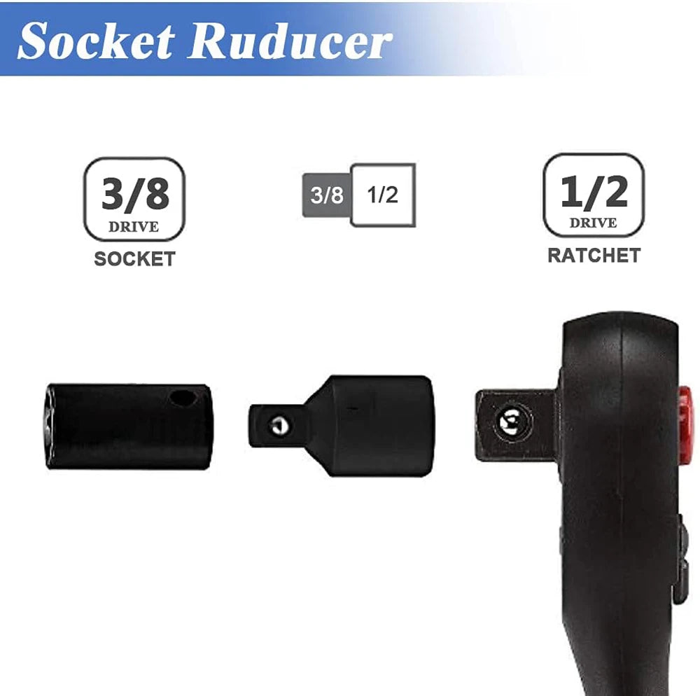 Socket reducer set used with a ratchet wrench for tool adaptability
