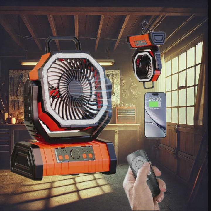 SmartGearPros 20000mAh Rechargeable Fan – Portable Cooling Power for Camping, Garage & Emergency Use