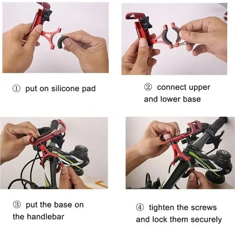 tep-by-step instructions on how to install the phone mount on handlebars.