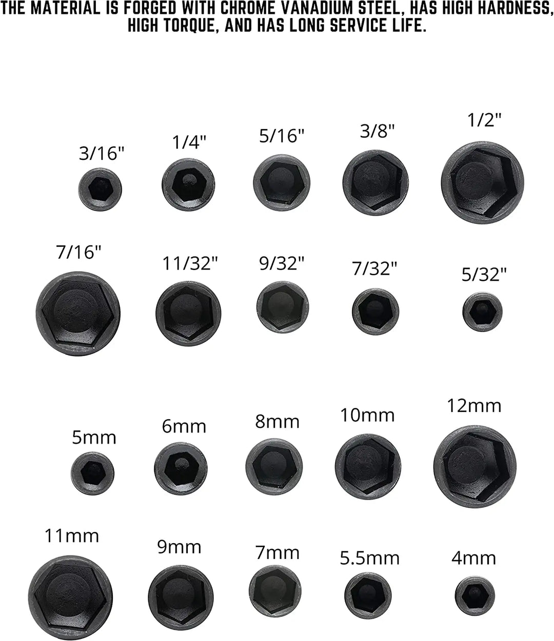 Size chart showcasing the 9-piece SmartGearPros nut driver set from 5mm to 13mm.