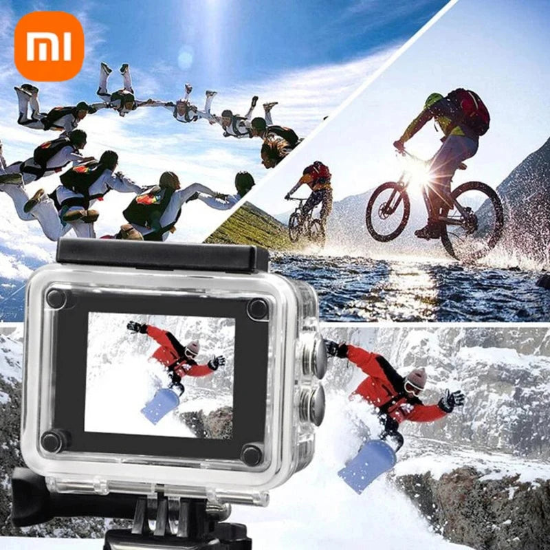  Xiaomi waterproof action camera showcased in extreme sports like snowboarding and biking
