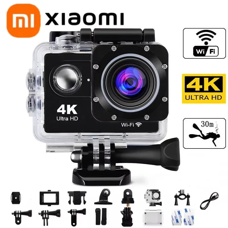 Xiaomi 4K Ultra HD Action Camera with waterproof case and accessories