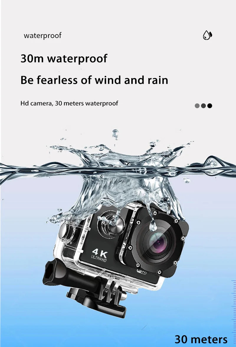 Xiaomi 4K action camera capturing an underwater diving scene with clear visibility